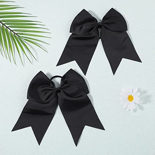 20 PCS 8 Inch Cheer Hair Bows Large Cheerleading Big Hair Bows with Ponytail Holder Hand-made Grosgrain Ribbon Hair Accessories for Teen Girls(Black)