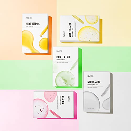 NACIFIC Premium 10-Sheet Facial Mask Skincare Korean Variety Pack for Ultimate Skin Nourishment - Hyaluronic Acid, Ceramide, and Vitamin-Infused for All Skin Type