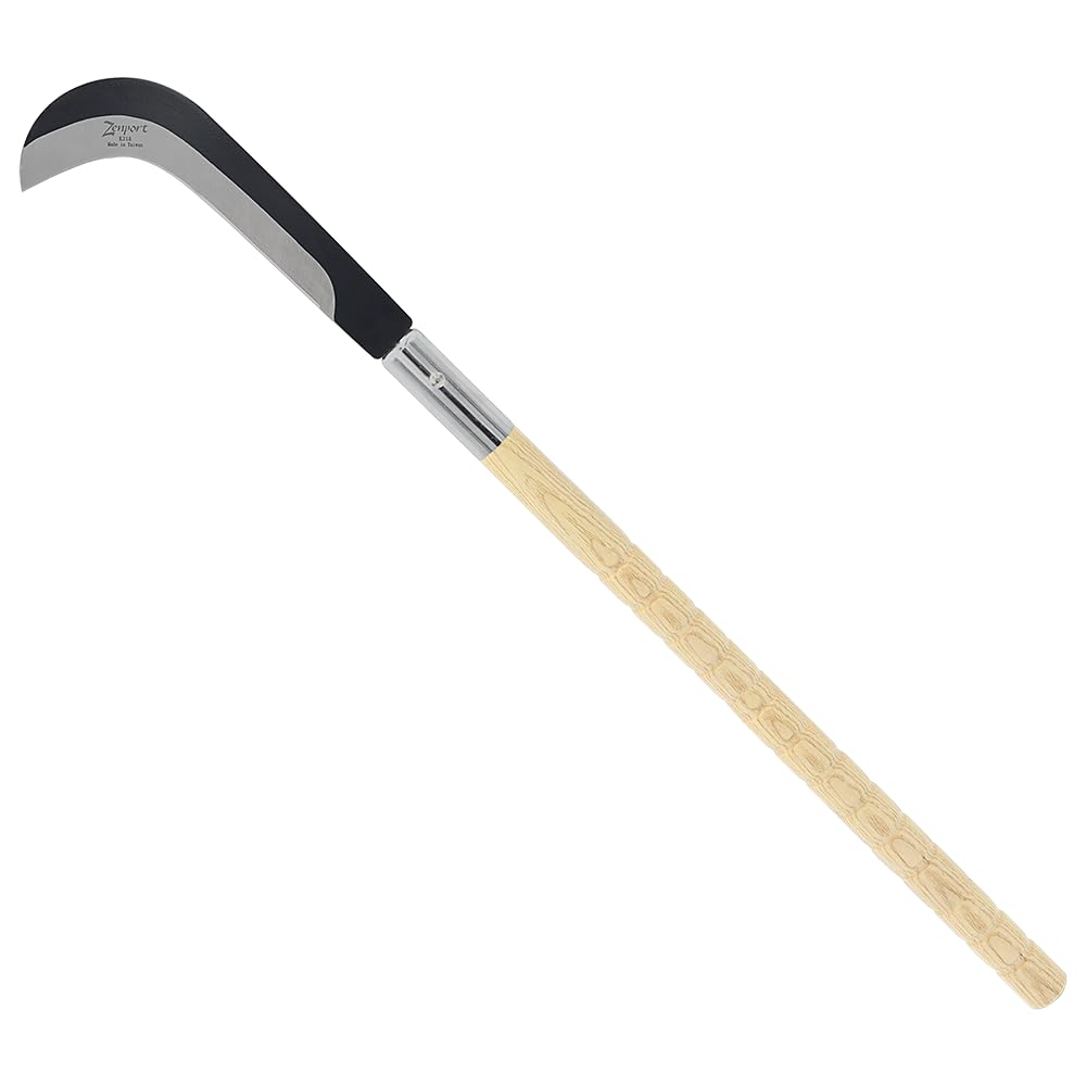 Zenport K318 77.5cm (30.5-inch) Long Curved Sickle, 9 Inch Carbon Steel Blade, Beige