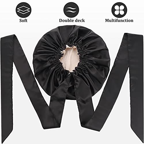 Satin Bonnet for Black Women, Silk Bonnet for Curly Hair Wraps for Sleeping, Satin Scarf for Hair Wrapping at Night