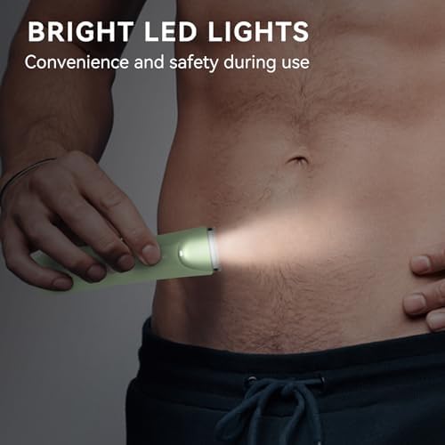 Waterproof Bikini Trimmer for Women, Body Pubic & Groin Hair Trimmer for Men with LED Light, USB Rechargeable & Travel Pouch (Green)