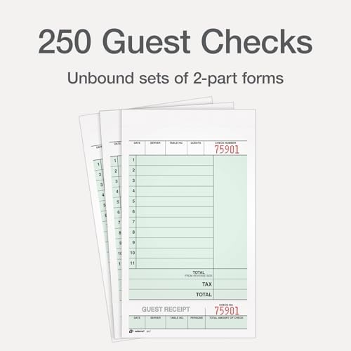 Adams Guest Check Unit Sets, 2-Part, Carbonless, White Bond/Tag, 4-1/4 x 7-1/4 Inches Detached, 250 Sets/Pack (947SWC)