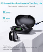 Ultra Open Ear Earbuds - Ergonomic Clip-On Earbuds, Bone Conduction Over-The-Ear Headphones with Waterproof Design and Secure Fit for Small Ears, Obsidian Black