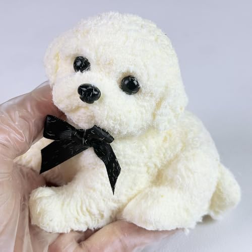 Handmade Big Taba Squishy Dog Toy, Taba Squishy Teddy Dog Toy, Cute Squishy Poodle,Realistic Puppy Toy, Silicone Mochi Fidget Pup, Stress Relief Gift for Adults & Kids (White - XL)