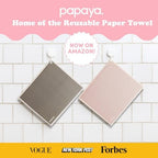 Papaya Reusable Paper Towels 4-Pack - 4 Sheets + 2 Hooks, Quick Drying, No Odor, 1 Sheet Replaces 17 Rolls, Washable Kitchen Cloth, Sustainable Dish Sponge, Eco Friendly Gift (Oat Milk Latte)