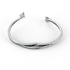 Swarovski Mesmera Bangle Bracelet, Heart-Shaped Clear Crystals on a Rhodium Finish Cuff, Size M, from the Attract Soul Collection