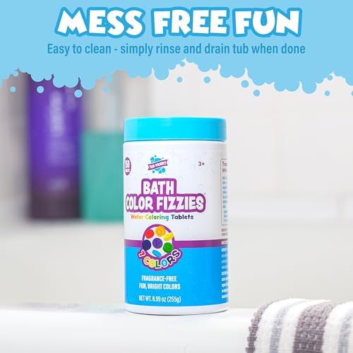 Tub Works® Fizzy Bath Color Tablets for Kids, 150 Count, 3 Pack | Nontoxic & Fragrance-Free | Color Bath Drops Create Fun Bath Colors | Water Tablets in 7 Colors for Variety | Bath Bombs for Kids Bath