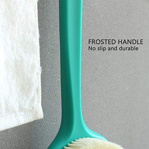 Upgraded Bath Body Brush with Comfy Bristles Long Handle Gentle Exfoliation Improve Skin's Health and Beauty Bath Shower Wet or Dry Brushing Body Brush (14 inch, Green +White)