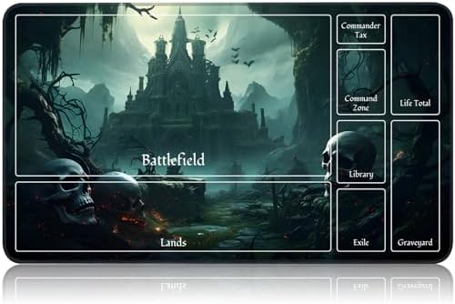 for MTG Game Playmat, for Magic TCG Rubber Play mat,Tabletop Card Playmats with Smooth Surface,Trading Card Inked Game Mat with New Zones,Battle Game,Skull Castle