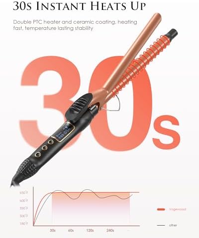 5/8 Inch Curling Iron, 5/8 Curling Wand, Hair Curling Iron with Adjustable Temperature,Pencil Hair Curler for Medium and Long Hair with LCD, with Heat Resistant Glove, 8-in-1 Gift Set