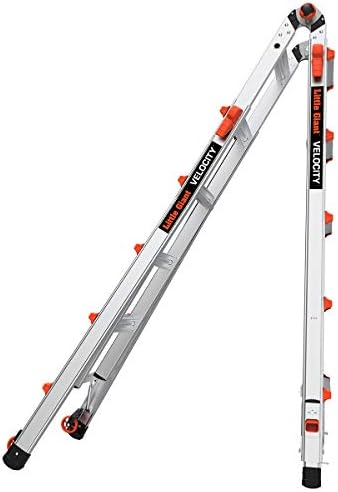 Little Giant Ladders, Velocity with Ratchet Levelers, M22, 22 Ft, Multi-Position Ladder, Aluminum, Type 1A, 300 lbs Weight Rating, (15422-801)