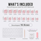 BTArtbox French Tip Press On Nails Short - Press On Nails with Stars, Natural Soft Gel Glue On Nails with Nail Glue, Reusable Stick On Nails in 16 Sizes, Starlit Sparkle