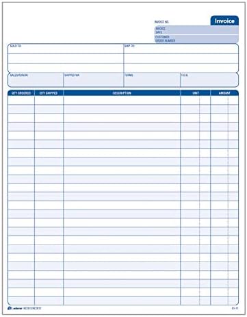 Adams Invoice Unit Set, 8.5 x 11.44 Inch, 2-Part, Carbonless, 100-Pack, White and Canary (NC2812)