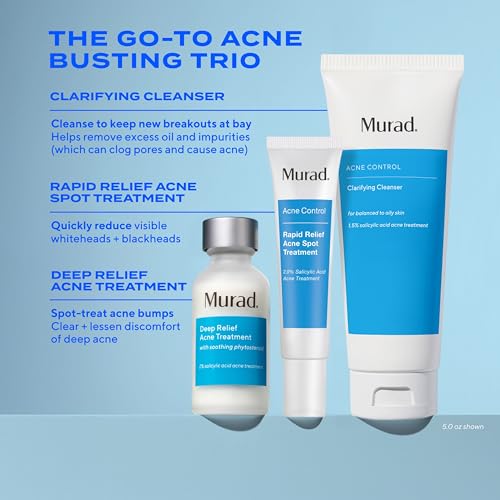 Murad Acne Control Clarifying Cleanser – Salicylic Acid & Green Tea Formula for Acne, Deep Pore Cleansing, Oil Control & Breakout Prevention for Clear, Balanced, Healthy-Looking Skin 16.9 Fl Oz