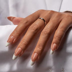 BTArtbox French Tip Press On Nails - Medium Press On Nails Almond, Natural Fake Nail with Nail Glue, Brown Glue On Nails in 15 Sizes - 30 Fake Nails Kit