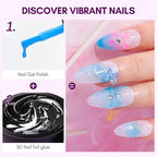 Makartt 3D Nail Foil Glue, 2Pcs 8ml Nails Transfer Gel Adhesive for Linear, Shell, Ripple Designs, UV LED Lamp Required
