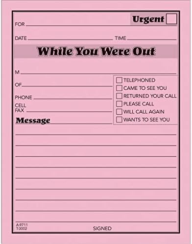 Adams While You Were Out Pads, 4.25 x 5.5 Inches, Pink, 50 Sheets per Pad, 12 Pads per Pack (9711D)