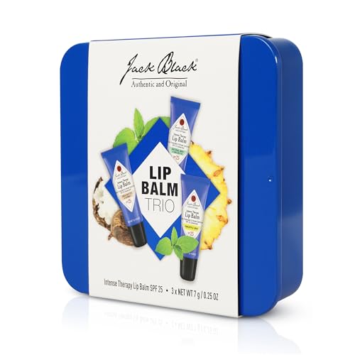 Jack Black Intense Therapy Lip Balm, 0.25-Oz. Trio – SPF 25 Sun Protection, Lip Moisturizer, Hydrating Lip Balm with SPF, Lip Sunscreen to Relieve Dry, Chapped Lips