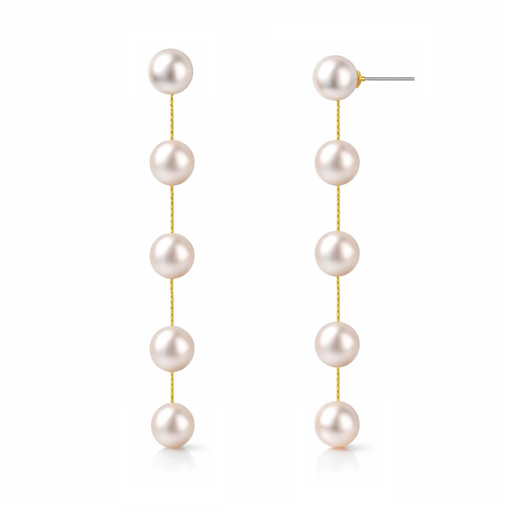 Freshwater Genuine Baroque White Pearl Dangle Earrings for Women