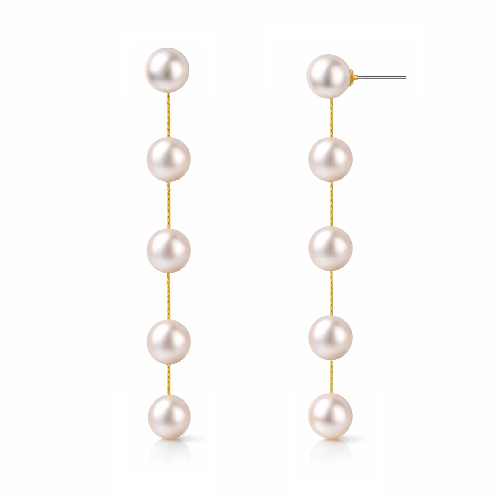 Freshwater Genuine Baroque White Pearl Dangle Earrings for Women