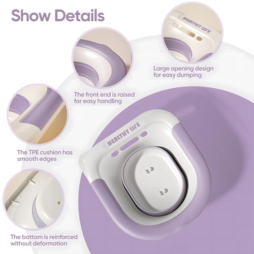 Electric Sitz Bath, Unisex Foldable Sitz Bath for Toilet Seats, Sitz Bath for Postpartum Care and Hemorrhoids, Non-Slip & High Water Flow (Purple)