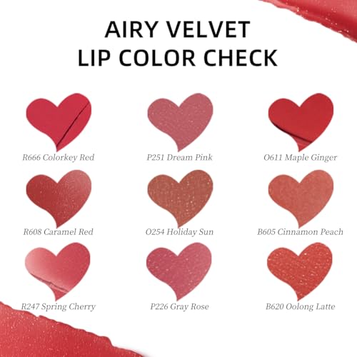 COLORKEY Airy Velvet Lip Tint, Matte Finishs, Longwear Rich Lip Colors, non-sticky, Creamy Soft Texture, Waterproof Lip Stain, Matte hydration, non-drying. Velvety finish (R247 Spring Snow, 3g)