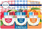 Febreze Plug In Air Freshener, Odor-Fighting Scented Oil Refill, Spring Fruit Mix, 3 Refill