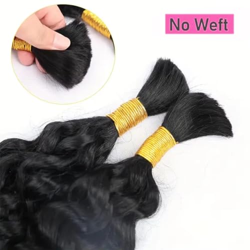 Human Braiding Hair for Boho Braids 18 Inch 100g/pack 2 Bundles Deep Wave Bulk Bundles 100% Unprocessed Curly Micro Human Hair Braiding Hair Extensions Wet and Wave Natural Color for Women