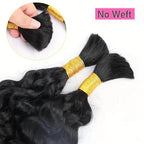 Human Braiding Hair for Boho Braids 18 Inch 100g/pack 2 Bundles Deep Wave Bulk Bundles 100% Unprocessed Curly Micro Human Hair Braiding Hair Extensions Wet and Wave Natural Color for Women