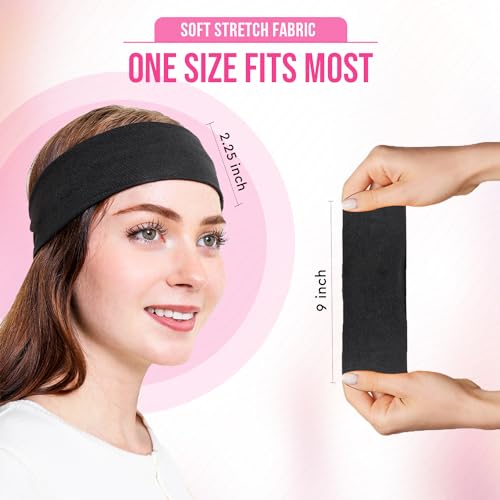 Styla Hair Headbands for Women Stretch Fashion Headbands 10 Pack Non-Slip Head Wraps Great for Spa, Sports, Yoga, Pilates, Running, Gym Headband, Workouts (Black)
