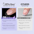 BTArtbox Short Almond Nail Tips - 320pcs Pre-shape Half Matte Soft Gel Tips, Clear Ultra Fit & Natural Acrylic Fake Nails for Full Cover Nail Extension, 16 Sizes