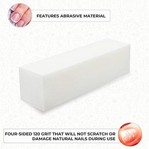ForPro Super White Buffing Block, 120 Grit, Four-Sided Manicure and Pedicure Nail Buffer, 3.75” L x 1” W x 1” H, 20-Count (Pack of 2)