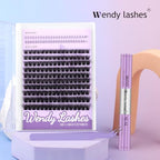 WENDY Lashes Clusters DIY Eyelash Extension Kit - 3D Effect C3 & Bottom Lashes with Bond and Seal Tweezers Cluster Eyelash Extensions Wispy Soft Individual Lashes, Suitable for Beginners, 10-16 MM