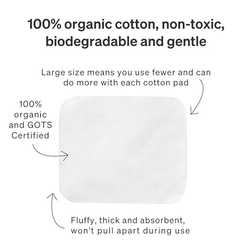 Baby Cotton Pads for Diaper Change by LoveNoobs, 360 Count, Ultra Soft 100% Organic Extra Large Cotton Pads for Baby Sensitive Skin, Lint-Free Premium Jumbo Size Cotton Pads, 100% Cotton Squares