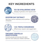 Intensive Repair Serum, 15% Hyaluronic Acid Serum with Ceramides and Centella Extract, Barrier Repair Redness Reilef Rosacea Treatment for Face Sensitive Acne Prone Skin, 30 Vials