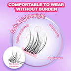 Natural Lash Clusters Kit 10-12mm with 6mm Bottom Lashes Wispy Lash Extension Kit 114Pcs C Curl Cluster Eyelash Extensions Superfine Band DIY Individual Cluster Lashes with Lash Bond and Remover