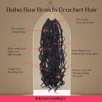 Goddess Box Braids Crochet Hair 14inch Boho 3X Crochet Braids with Curly Ends 8 Packs Protective Hairstyle Synthetic Braiding Hair Extensions for Black Women (14 Inch, 1B)