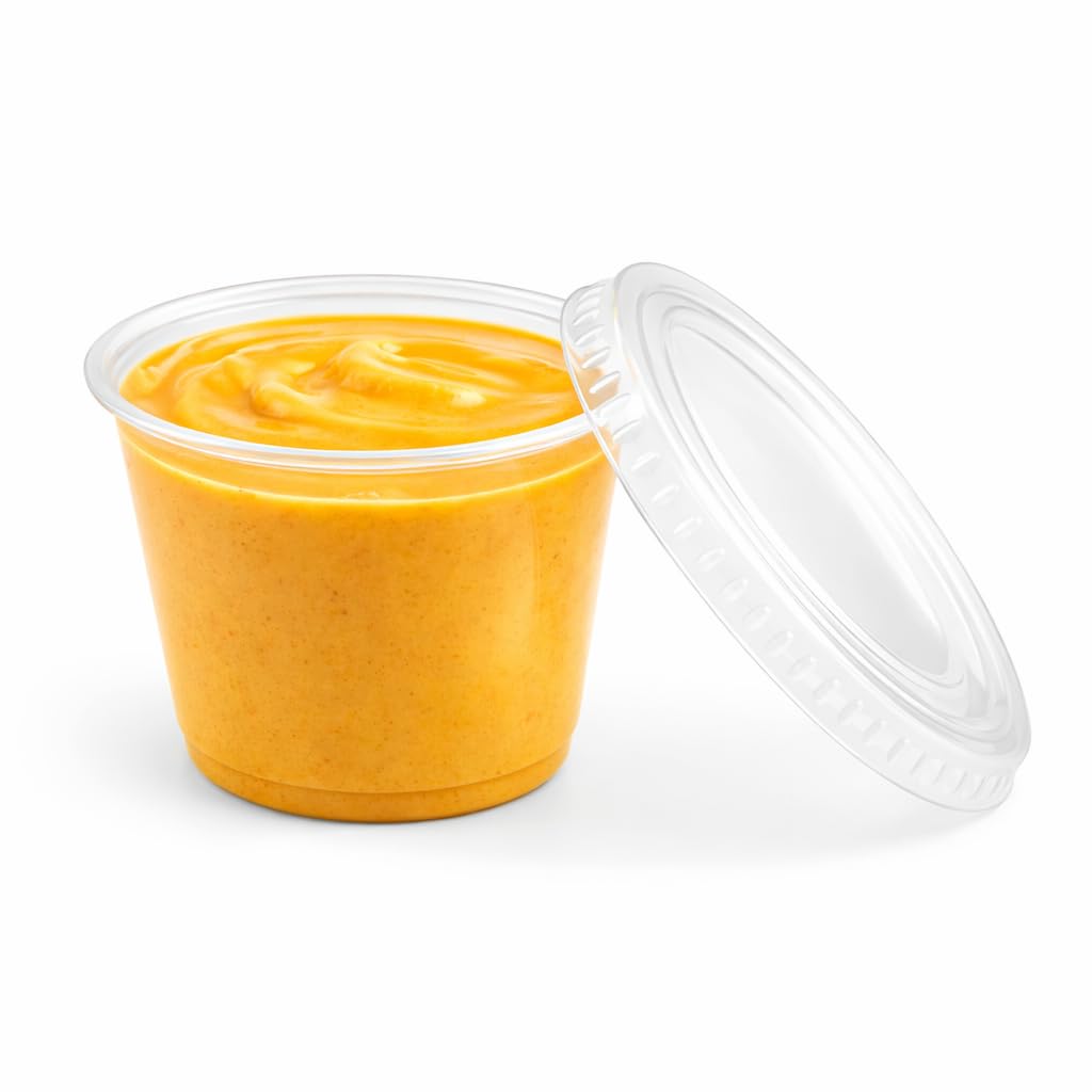 5.5 oz Clear Plastic Souffle Cups, BPA Free Portion Cups with Lids, 50 Sets