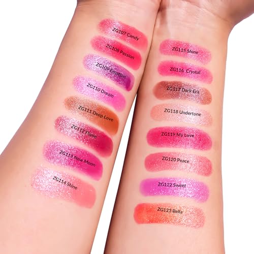 DE'MUMU Red Pink Lipstick Moisturizing for Women Shimmer Tinted Lip Balm Hydrating Nourishing Rasberry Lip Gloss Vegan& Cruelty Free Lip Makeup, ZG116 Crystal