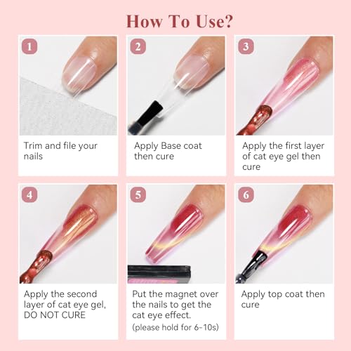 Cat Eye Gel Nail Polish Set-10 Colors with Magnet Cats Eye Gel Polish Silver Pink Blue Jelly Glass Effect Crystal Glitter Cateye UV Gel Kit Home Manicure DIY Nail Art