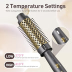 Thermal Brush 1.5", Thermal Round Hair Curling Brush with 2 Settings, Long Lasting Universal Voltage Heated Curling Iron for All Hair, Tourmaline Ceramic, Negative Ion Technology, Gold