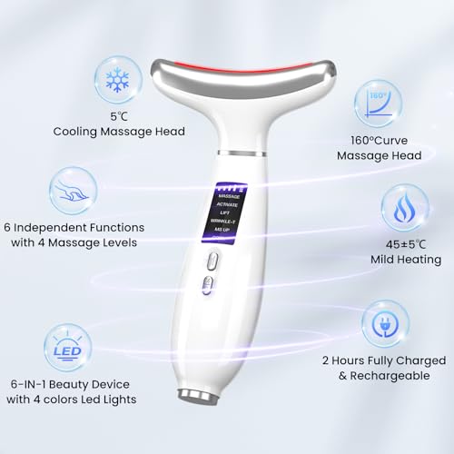 Red Light Therapy for face,Facial Massager,Skin Care Tool,for Anti-Aging, at Home,Lifting and Tightening Sagging Skin (Pearl White)