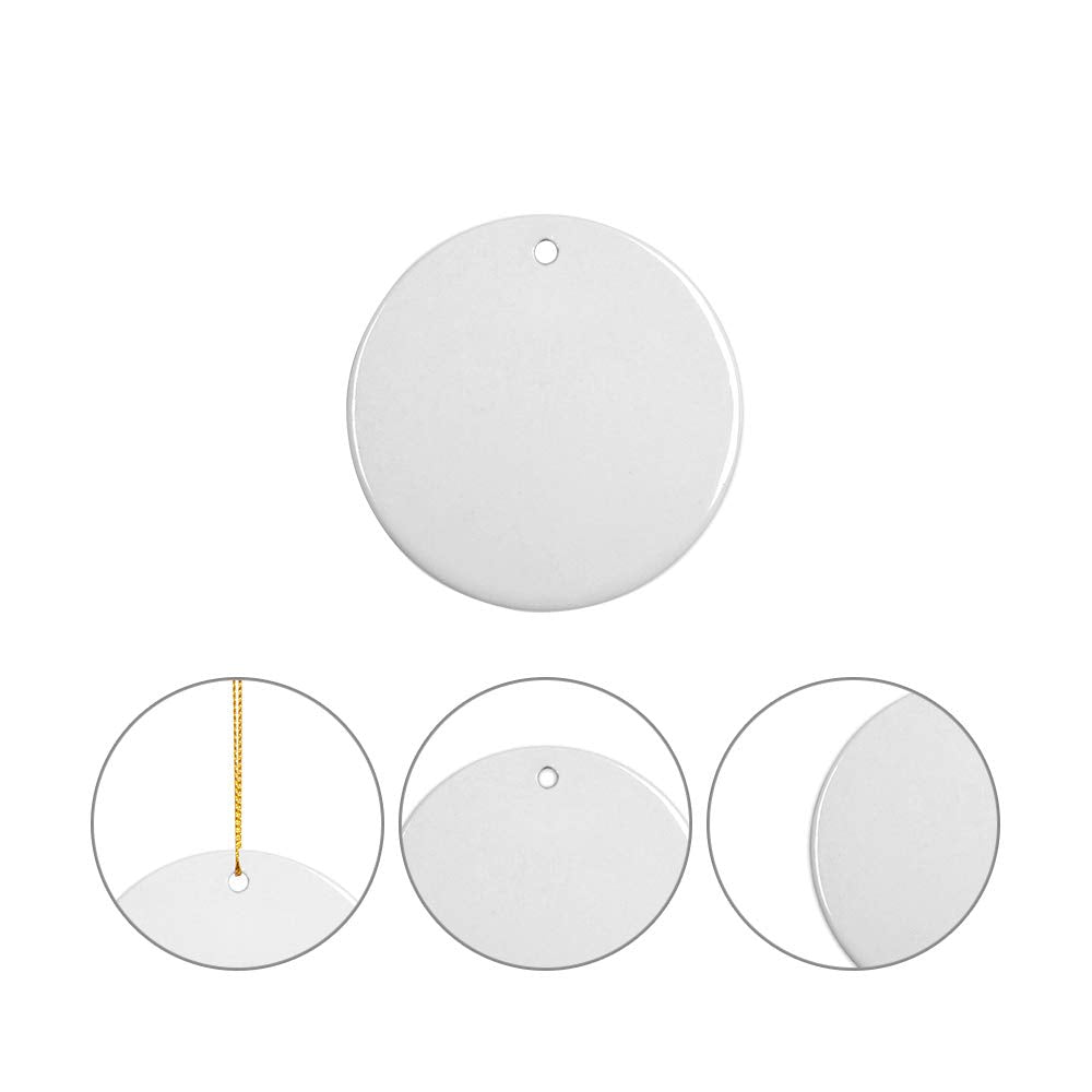 PYD Life 25 PCS Sublimation Blanks Ornaments Ceramic White 2.75" Round