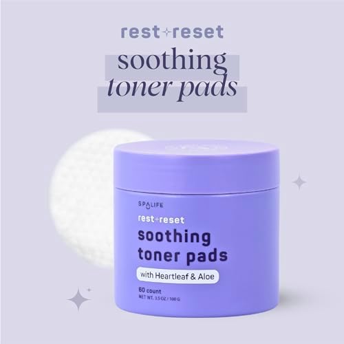 SpaLife Beauty Rest & Reset Toner Pads – for Uneven Skin Tone, Redness, Clogged Pores, Dehyrated Skin with Aloe, Heartleaf, & Purslane – Toner Pads for Face, Face Pads, Pre-Soaked Pads