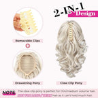 REECHO 12" Ponytail Extension, Classic Loose Curly Wavy Claw Clip Pony tails Hair Extensions Hairpieces for Women - Dark Brown