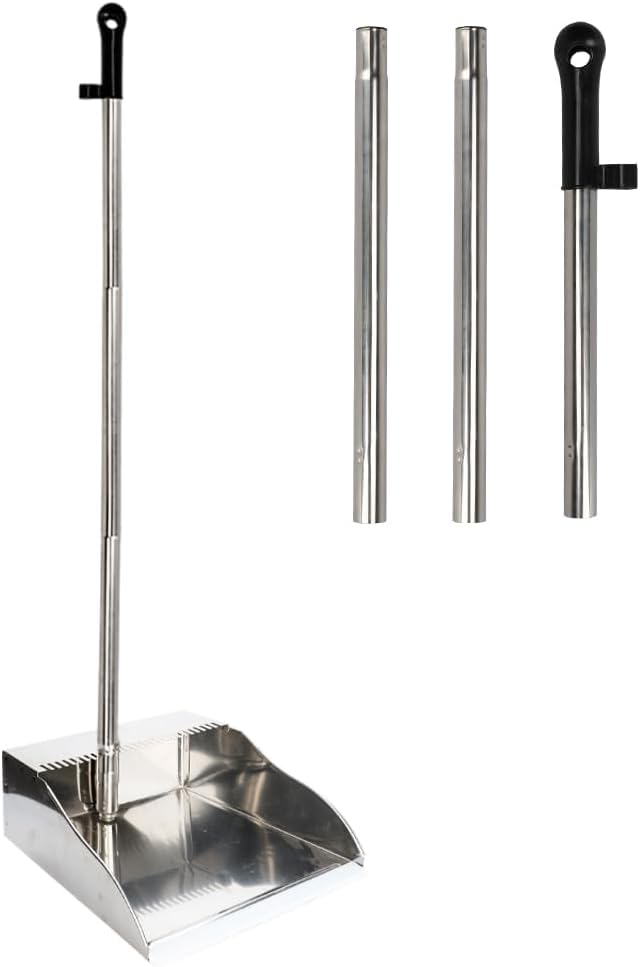 3 Pack Stainless Steel Dustpan Metal Dustpan with Handle Heavy Duty Dust Pan Upright Dust Pan for Home Office Lobby