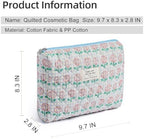 Gleyemor Quilted Makeup Bag for Women, Cute Floral Cotton Cosmetic Bag, Travel Toiletry Bag Period Bag Essentials Bag Gifts for Her Mom Friend Sister Bridesmaid (Tulip)