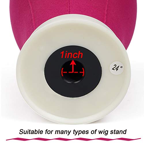 Bileaf 24 Inch Poly Canvas Block Wig Mannequin Head With Stand Pink Styling Manikin Head Set Display Canvas Wig Head with Mount Holes(Rosy Head)