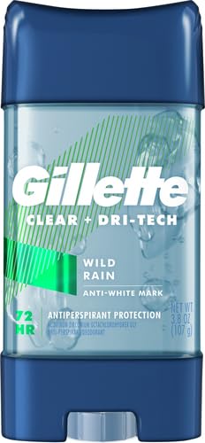 Gillette Antiperspirant and Deodorant for Men, Clear Gel, Wild Rain Scent, 3.8 oz (Pack of 2)