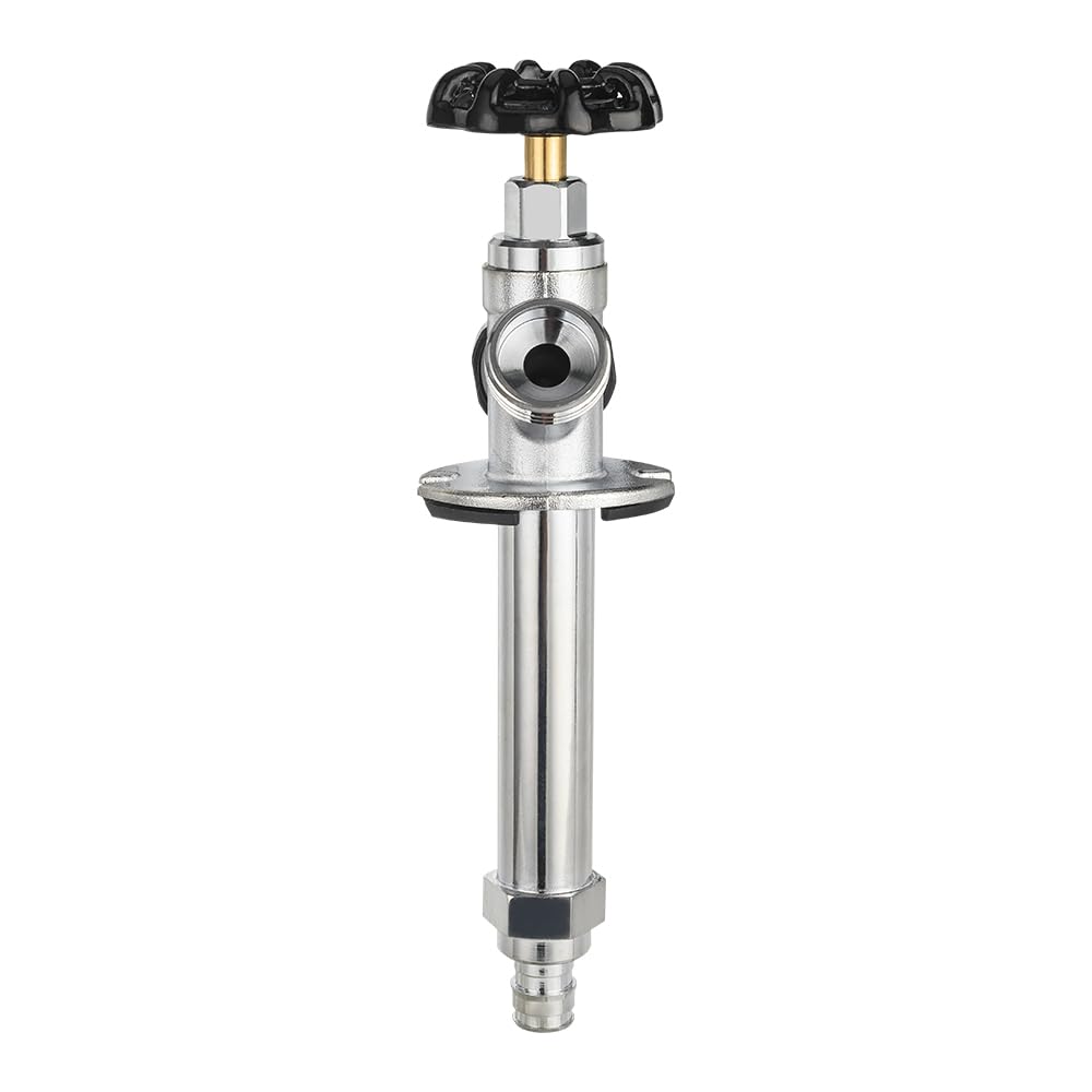 EFIELD 4-inch Anti-Siphon Frost Free Sillcock, 1/2 inch Pex-A Expansion Connection X 3/4 inch Hose Bibb, Chrome Plated Brass Body-4 Inch Length,(SILLCOCK034)